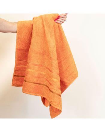 Ręcznik bawełniany z kolorową bordiurą, kolor pomarańczowy, 2 rozmiary, Dolce Pop