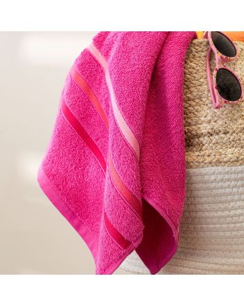 Ręcznik bawełniany z kolorową bordiurą, kolor różowy, 2 rozmiary, Dolce Pop