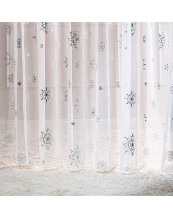 Firana świąteczna woalowa z obciążnikiem na metry wysokość 290 cm płatki śniegu Śnieżka