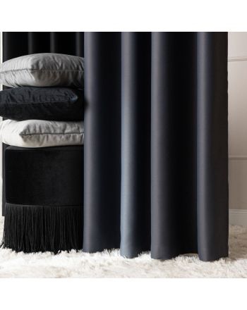 Gotowa zasłona blackout na przelotkach, 85% zaciemniająca, kolor ciemny szary, rozmiar 140x250 cm