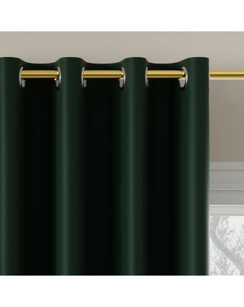 Gotowa zasłona blackout na przelotkach, 85% zaciemniająca, kolor butelkowa zieleń, rozmiar 140x250 cm