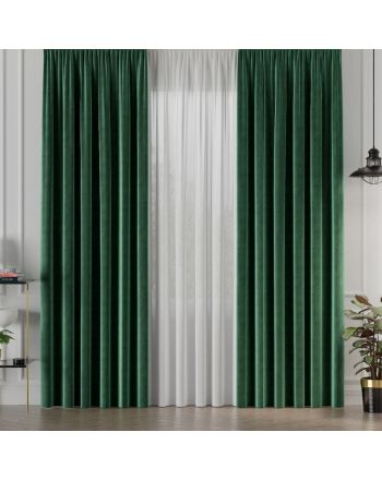 PREMIUM ALLURE Ekskluzywna zasłona na przelotkach Velvet, butelkowy zielony - szyta na wymiar