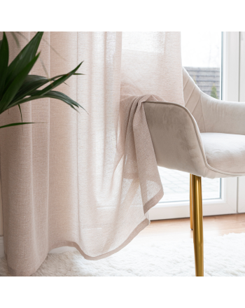 Dekoracyjna zasłonka z zagęszczanej siateczki z błyszczącą nicią, na taśmie marszczącej, kolor nude-ceglasty, rozmiar 145x245 cm, Mirella