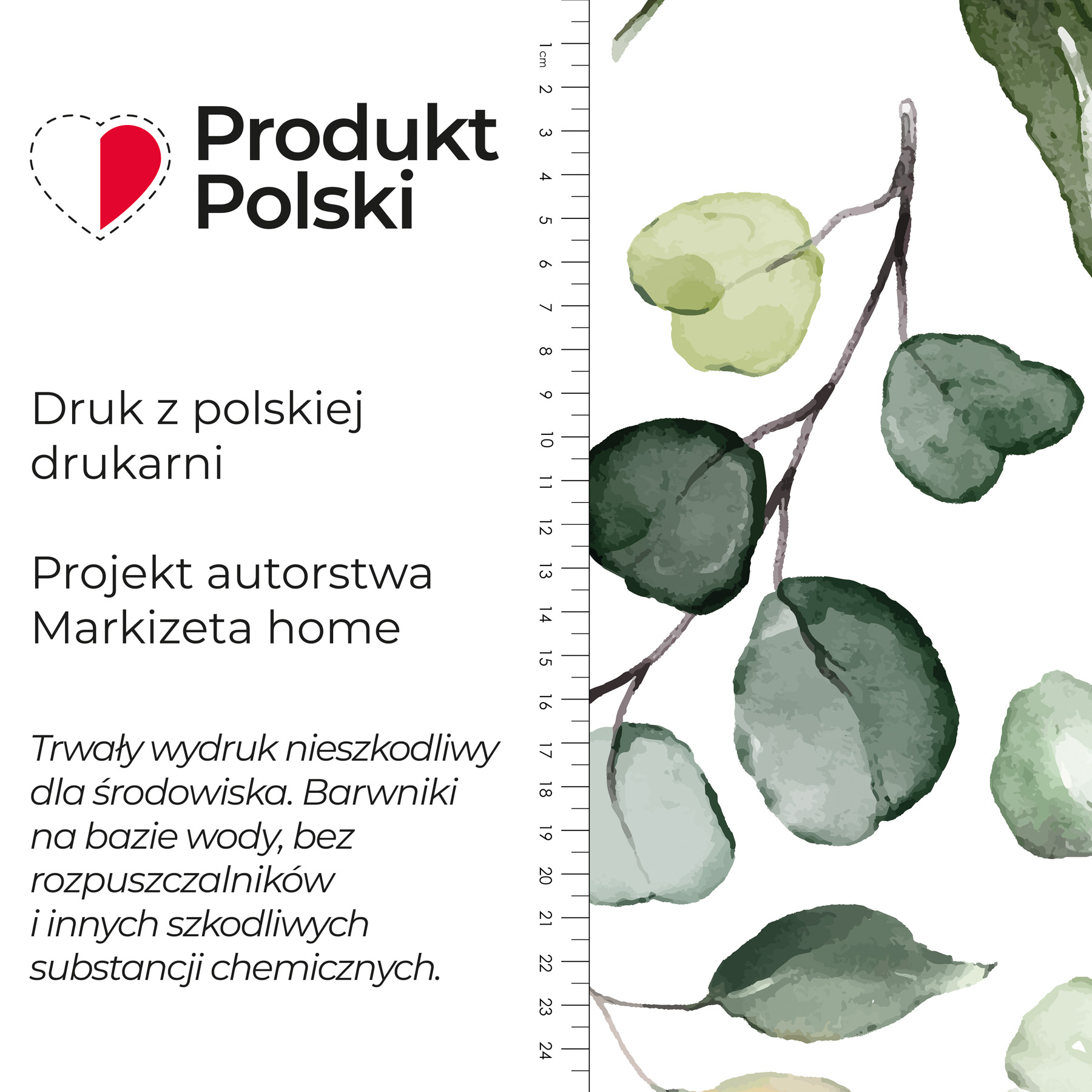 Welurowy materiał na zasłony drukowany kolor biało-zielony, szerokość 150 cm Samsun - sprzedawany na metry