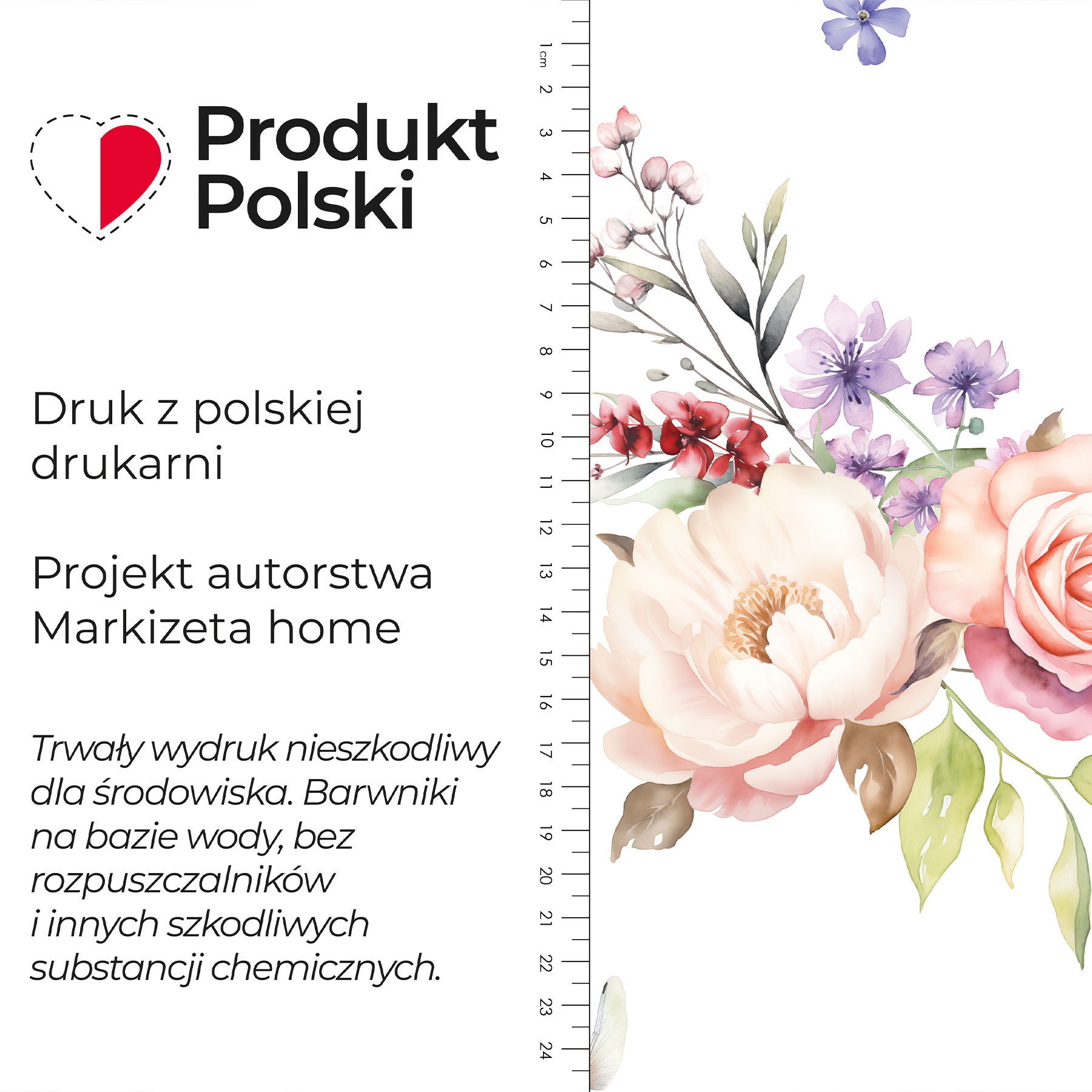 Wodoodporny materiał na zasłony lub obrusy, kolor biały z kwiatowym nadrukiem. szerokość 160 cm, Elara - sprzedawany na metry