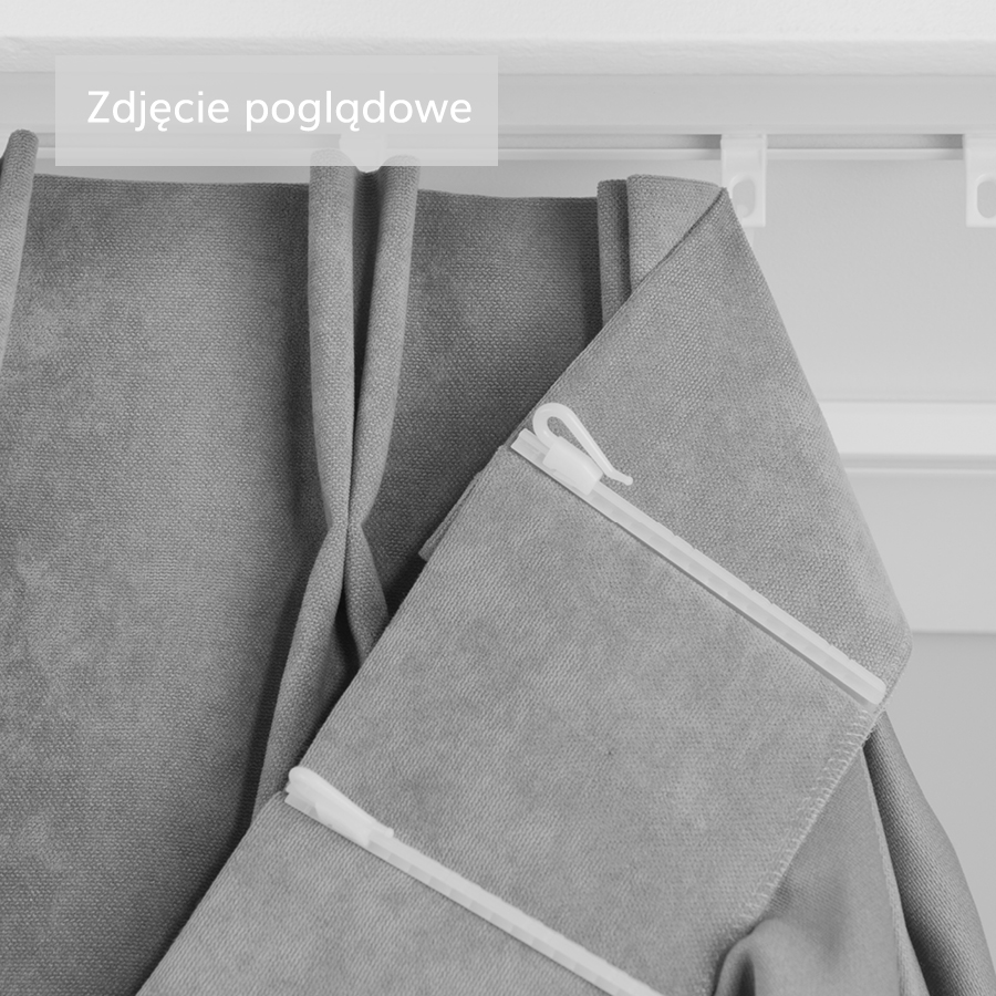 Zasłona welwetowa szaro-beżowa na fleksach Velvi