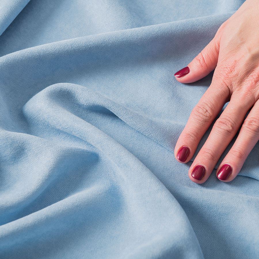 Welurowy materiał na zasłony, kolor baby blue, wysokość 290 cm, Milas - sprzedawany na metry