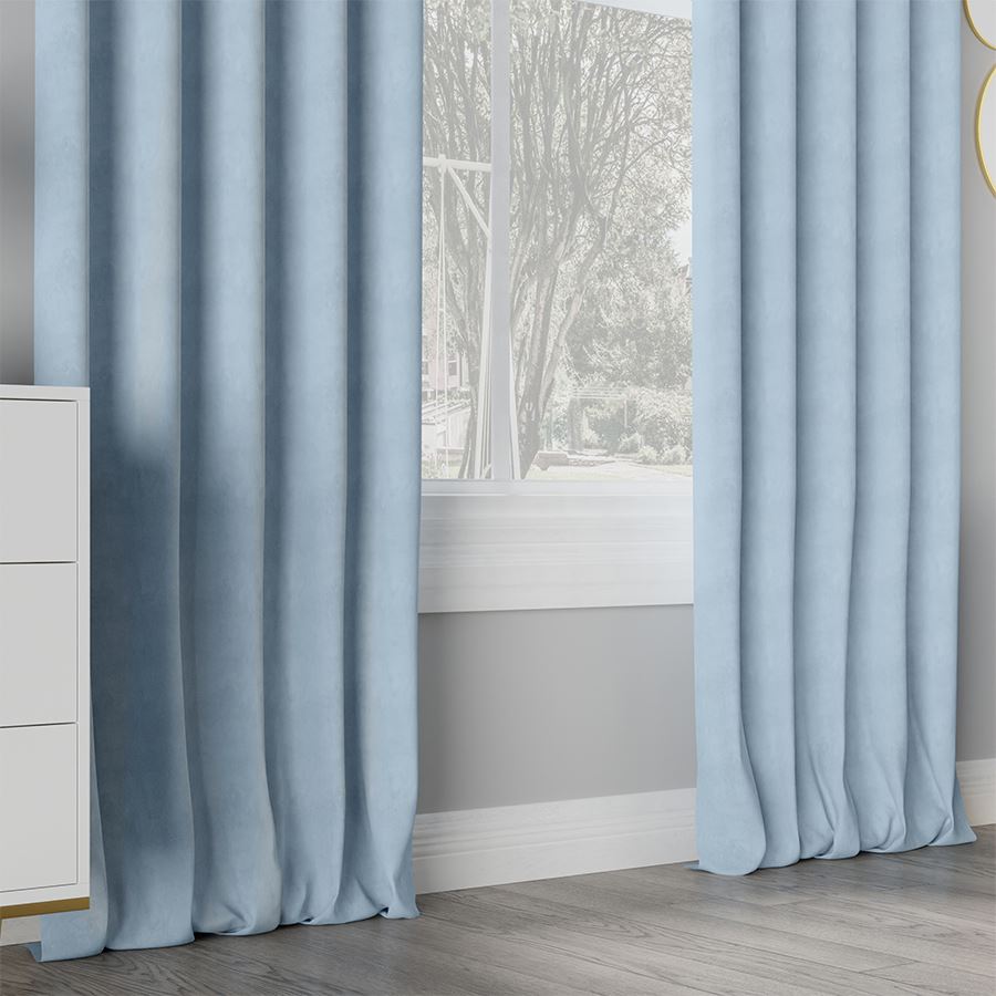 Welurowy materiał na zasłony, kolor baby blue, wysokość 290 cm, Milas - sprzedawany na metry