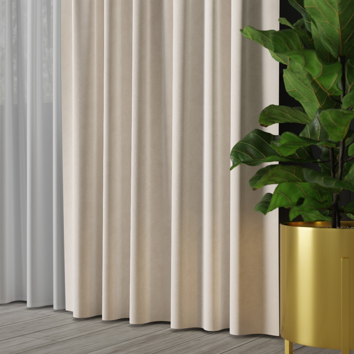 PREMIUM ALLURE Ekskluzywna zasłona na fleksach Velvet, kolor ecru - szyta na wymiar