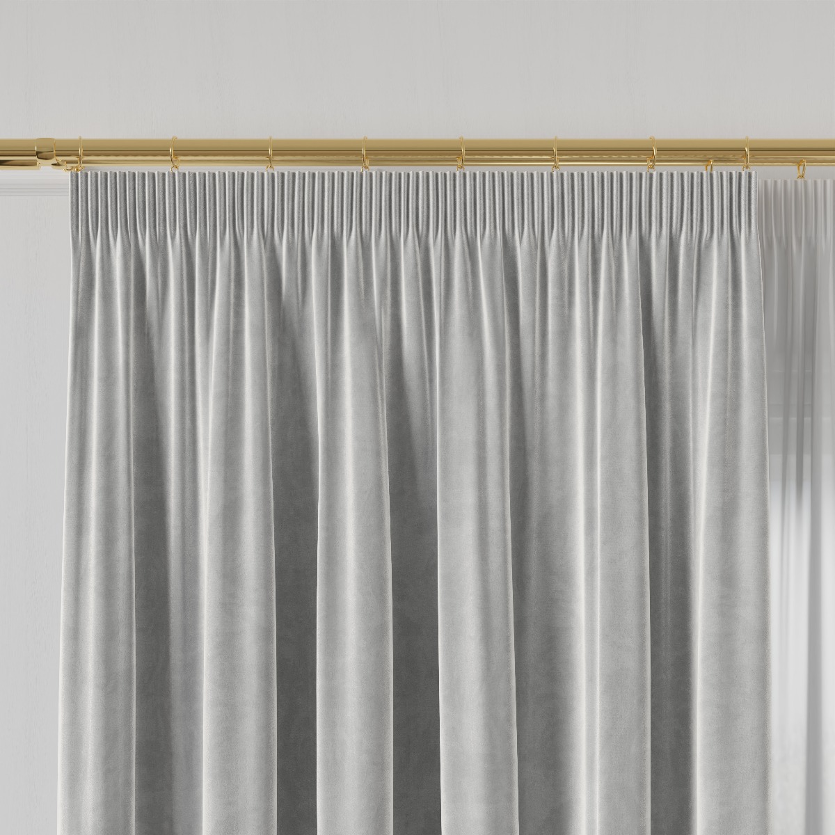 PREMIUM ALLURE Ekskluzywna zasłona na haczykach fleksach Velvet, kolor jasny szary - szyta na wymiar