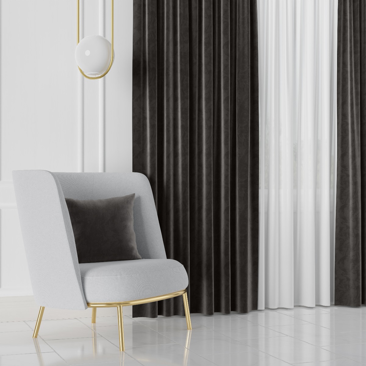 PREMIUM ALLURE Ekskluzywna zasłona na taśmie wave Velvet, kolor grafitowy - szyta na wymiar