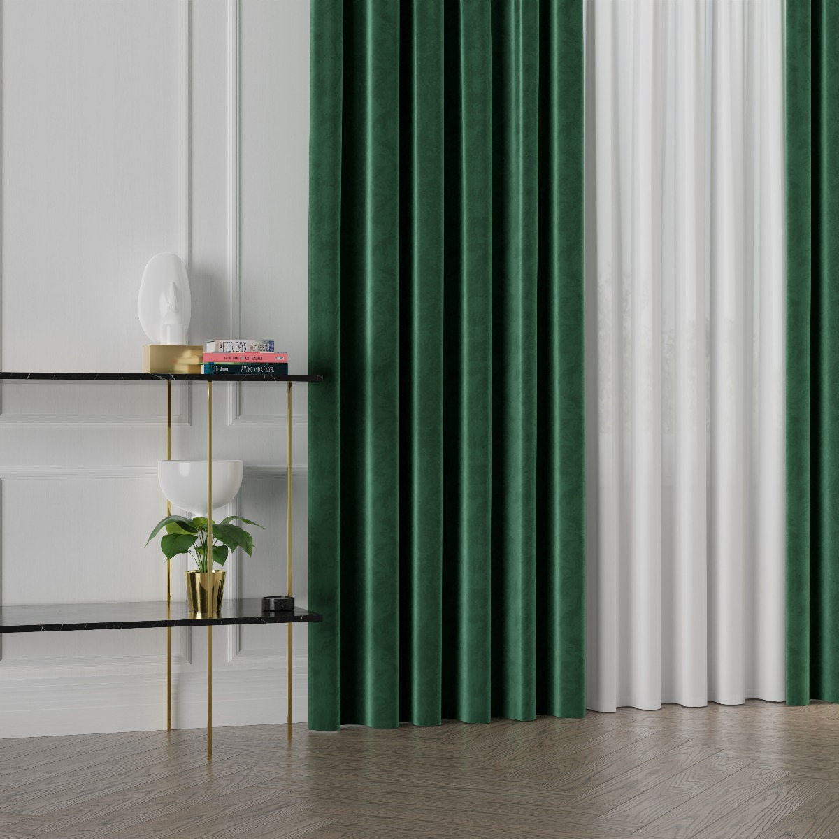 PREMIUM ALLURE Ekskluzywna zasłona na fleksach Velvet, butelkowy zielony - szyta na wymiar
