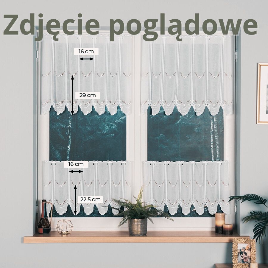 Zazdrostka panelowa z batystu z fioletowo-zielonym haftem, wysokość 40 lub 60 cm, 045128 - sprzedawana na metry